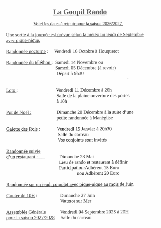 Date a retenir
